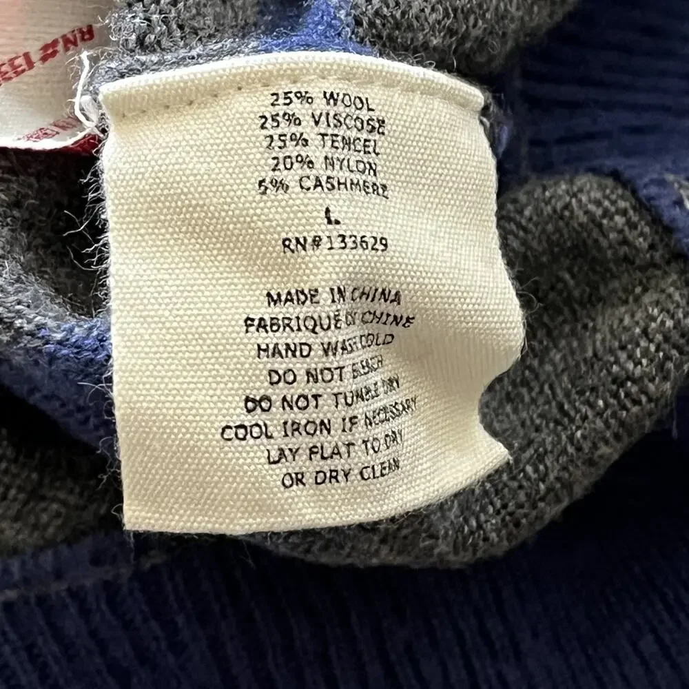 Yoon By Anthropology Grey Blue Long Sleeve Knit Sweater Women's Size L V-Neck